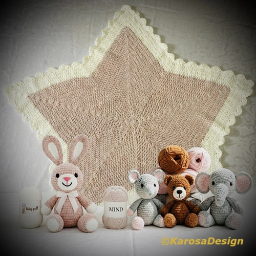 Het karaktervolle ontwerp van Beer Berto, een van de figuren uit de nieuwe Karosa Baby Puff-collectie.